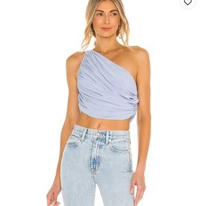 Norma Kamali Diana crop top in blue